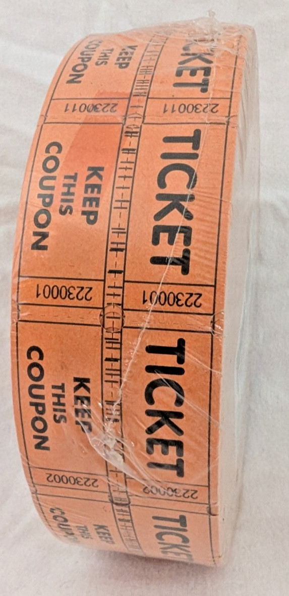 New Mr. Guest Check Deluxe Raffle Tickets 2000 Double Roll Orange Perforated