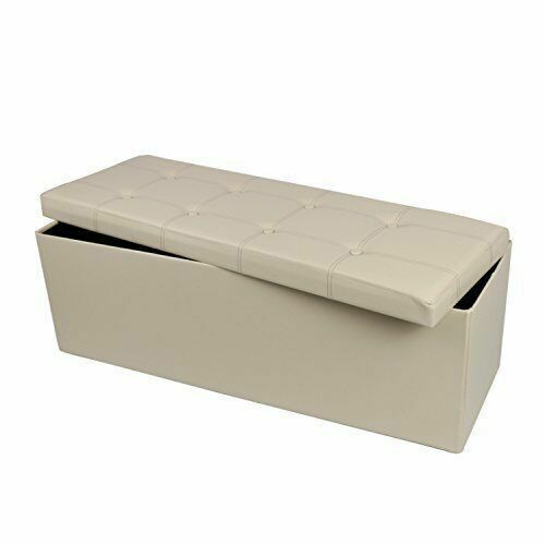 Remsoft Faux Leather Storage Ottoman Cosy Footrest (Cream)