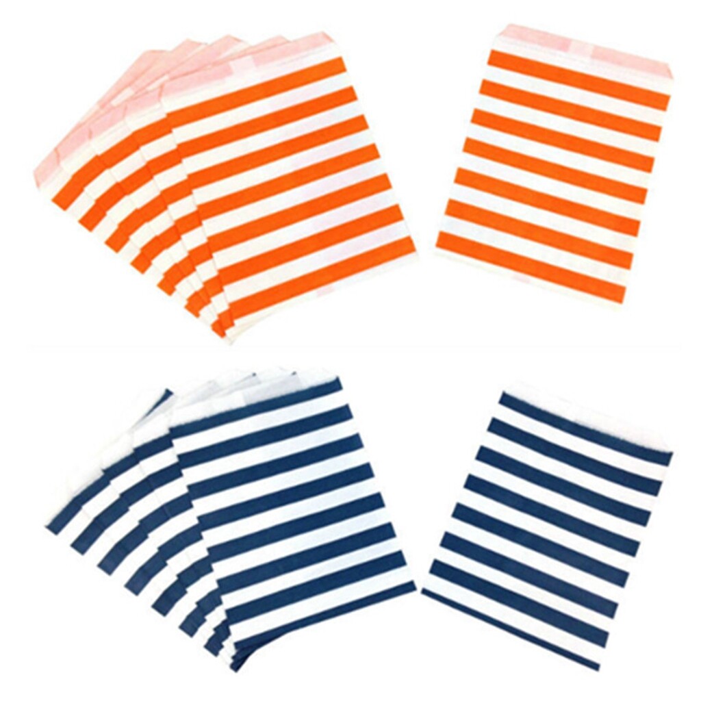[JB] 100pcs Sweet Bag Paper Striped Candy Buffet Selection Wedding Party Gift