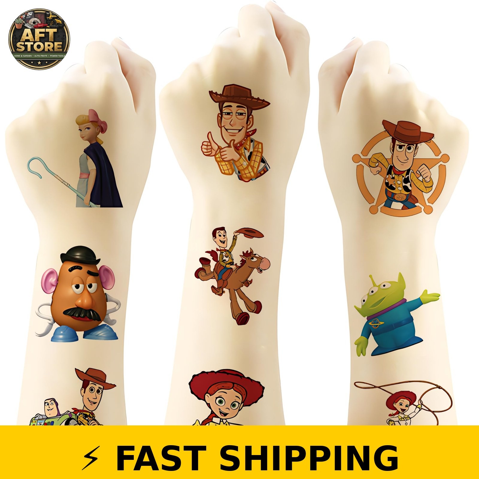 WIEEZN Toy Story 5 Temporary Tattoos – 20 Cartoon Stickers