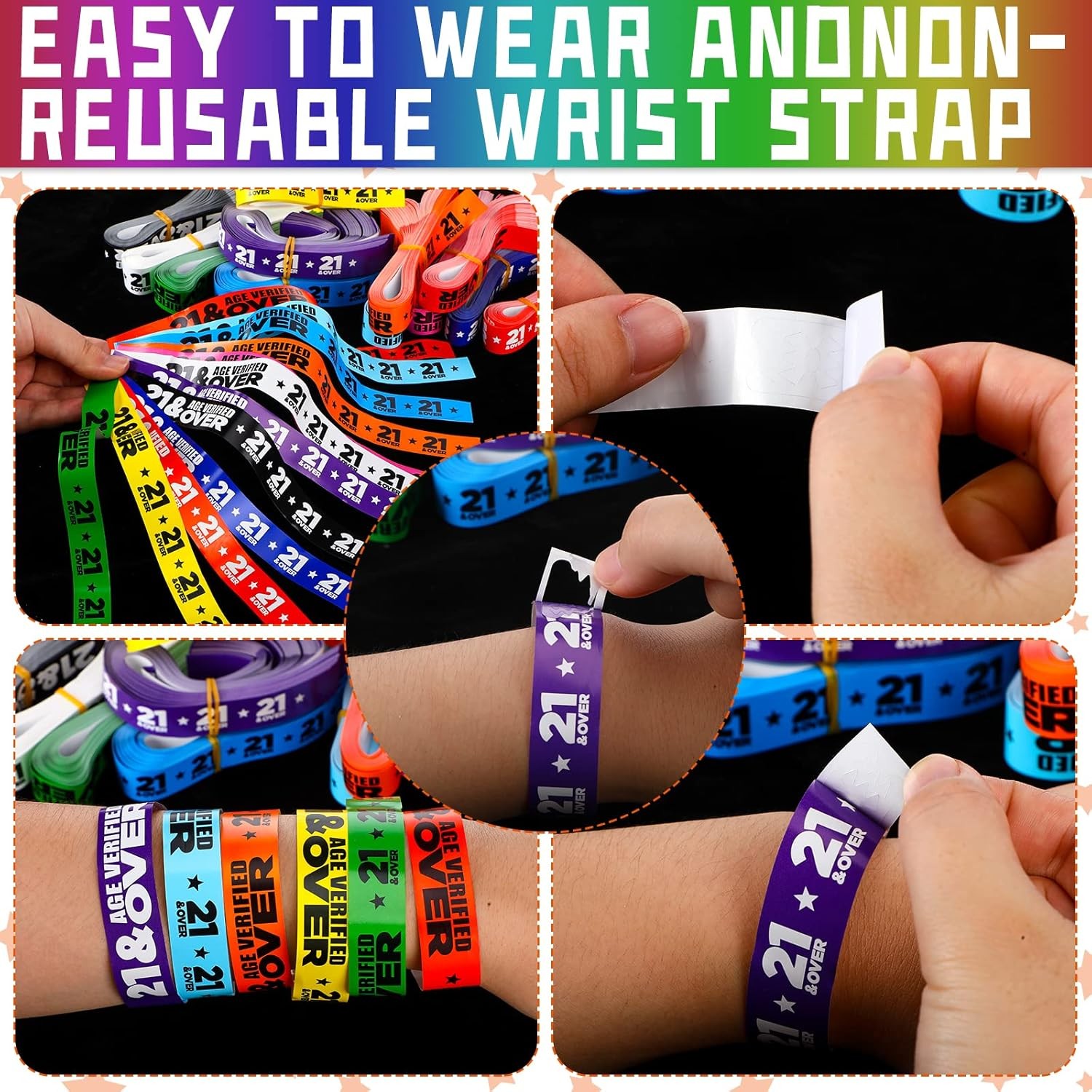 1200 Pcs over 21 Wristbands Paper Events Wristbands Colored Event Wristbands Wat