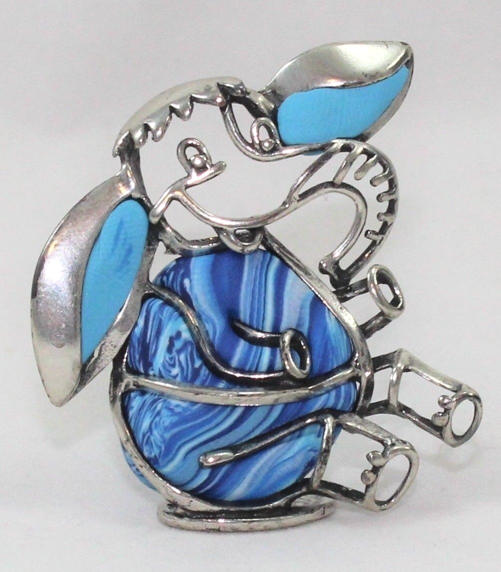 Baby Birth Favor Vintage Blue Silver 925 Elephant Figurine