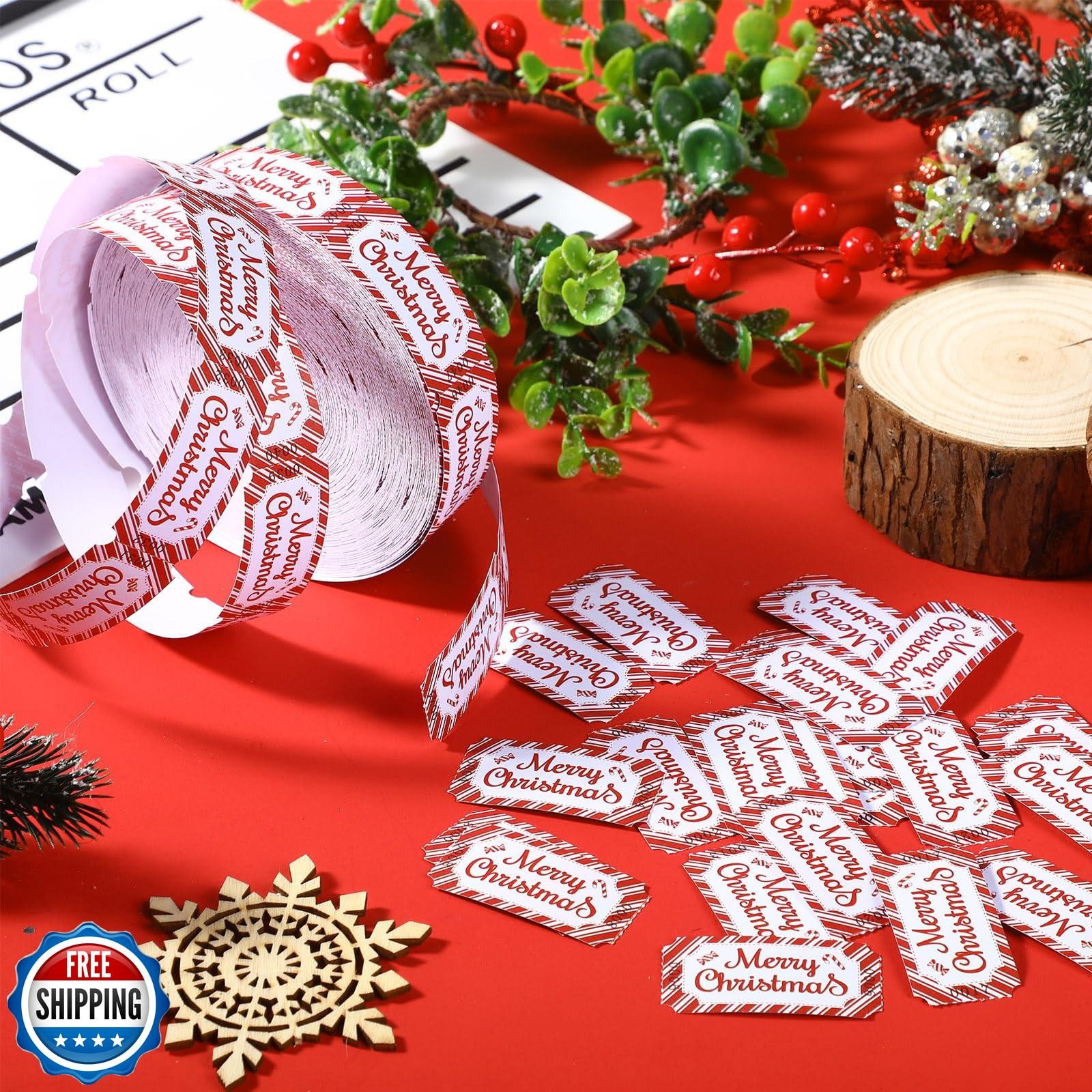 Pasimy 1000 Pcs Christmas Tickets Roll Single Merry Christmas Raffle Tickets