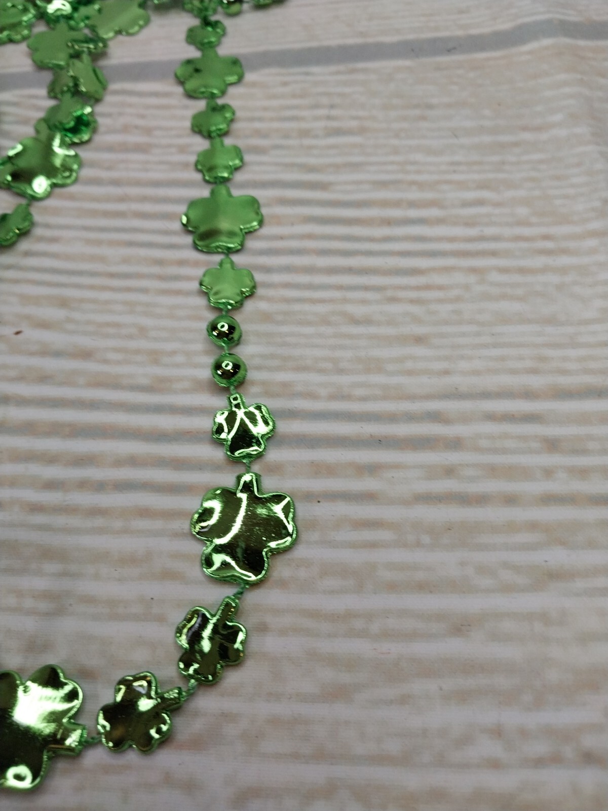 ~New! 6 Metallic Shamrock Beads Necklace Irish Bike Rally Mardi Gras Bead Party