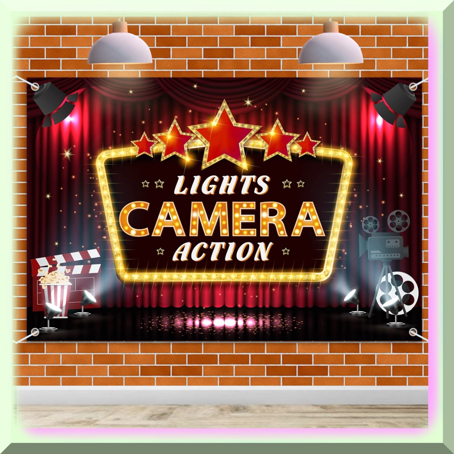 Red Carpet Cinema Party Banner 6x4ft Polyester
