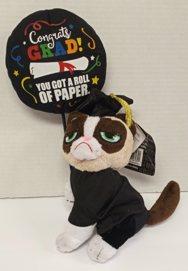 Grumpy Cat Plush Graduate Balloon Congrats Roll of Paper Funny Graduation Gift