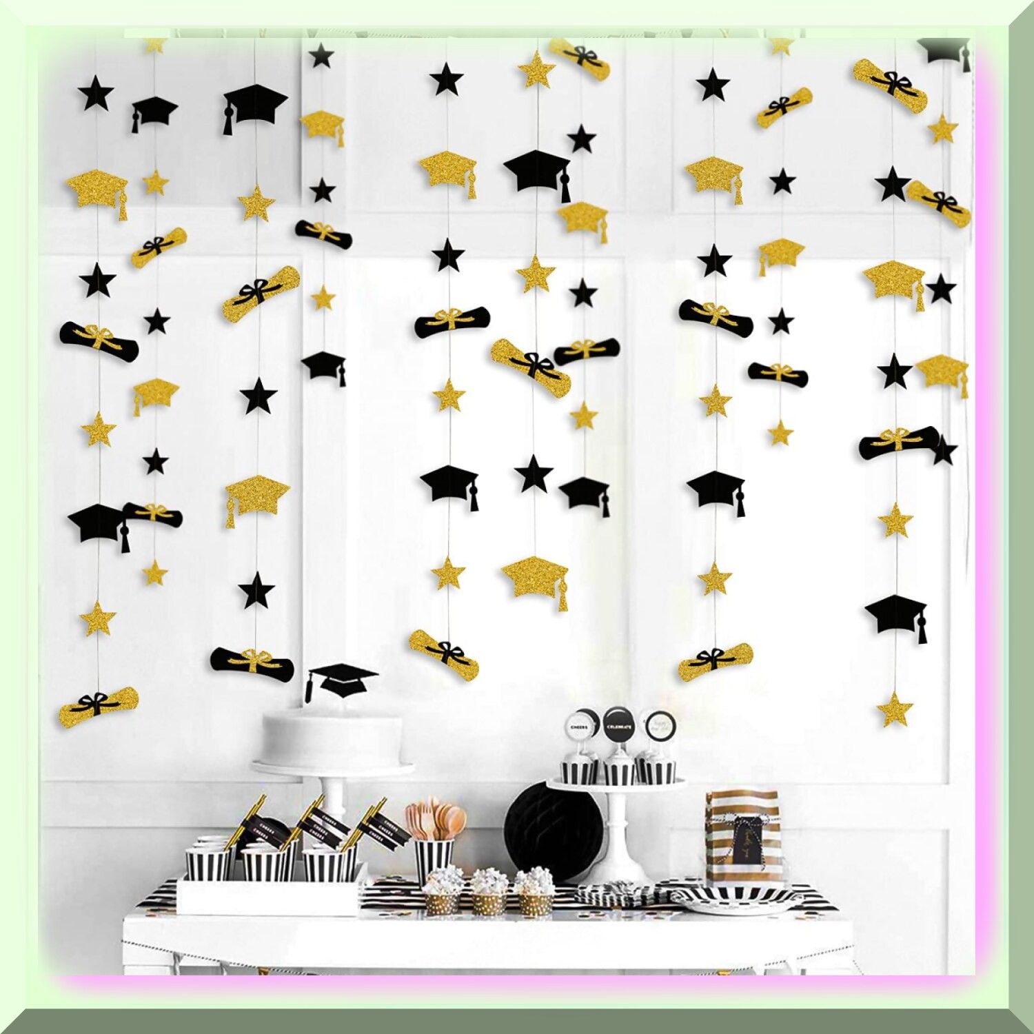 Graduation Celebration Kit with Hat Diploma and Star Garland