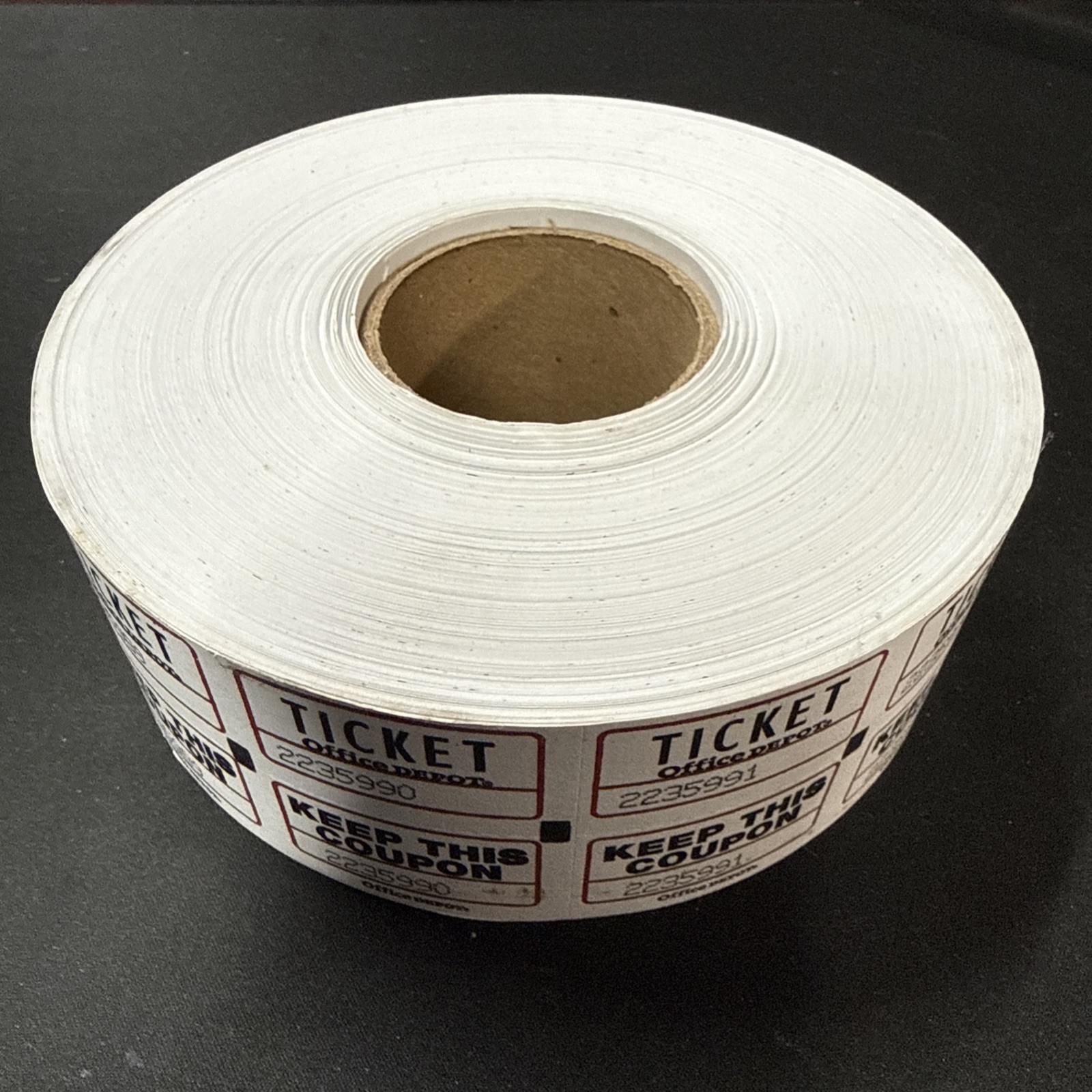 Partial Roll – Two-Part Raffle Tickets White Remnant Unused Drawing Win Prizes