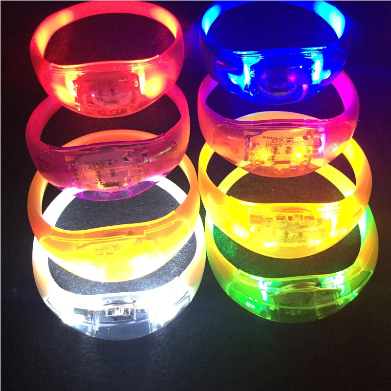 8x Voice Control Silicone LED Bracelet Sound Activated Glow Bracelet Party Club
