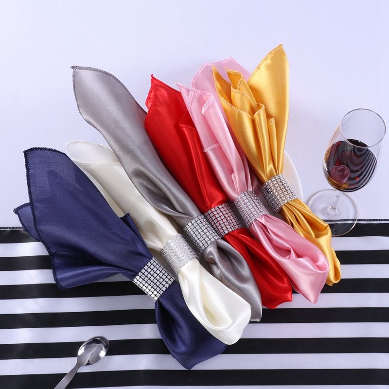 Satin Napkins Plain Fabric 10pcs for Wedding Table Cloth Decoration Dinner