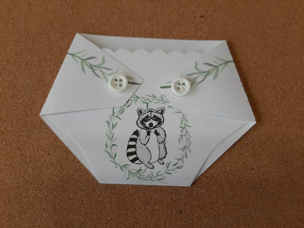 Baby Shower Game Prizes – Diaper Shaped Gift Card Holder-Woodland Animals
