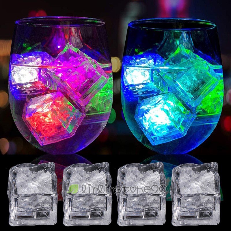Light Up Ice Cubes for Drinks, 12~48Pack LED Ice Cubes Liquid Activated,Reusable