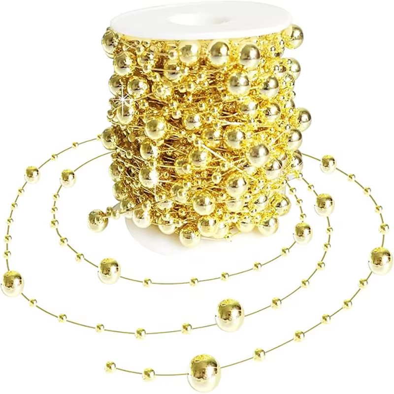 10 Meters Artificial Pearl Flower Bead Ring Chain For Christmas Tree NEW