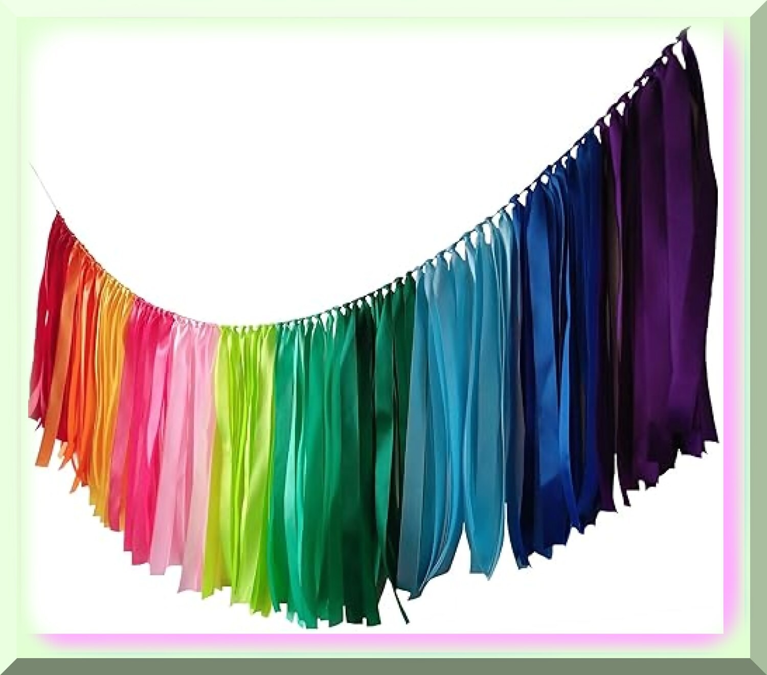 Pastel Rainbow Ribbon Garland for Celebrations