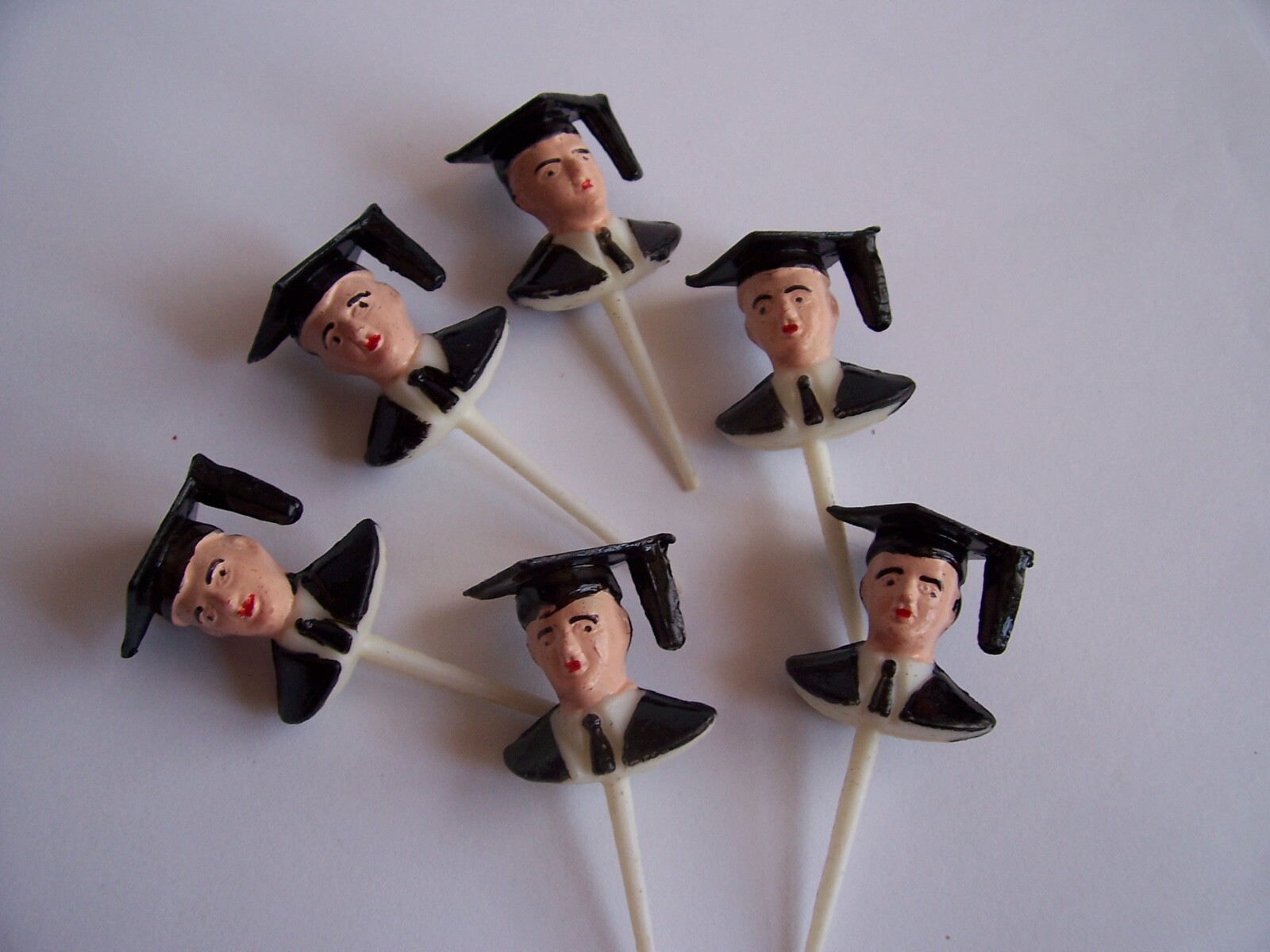 Lot of 24 Vintage Graduation Cupcake Picks Cake Toppers Man Male Robe Boy