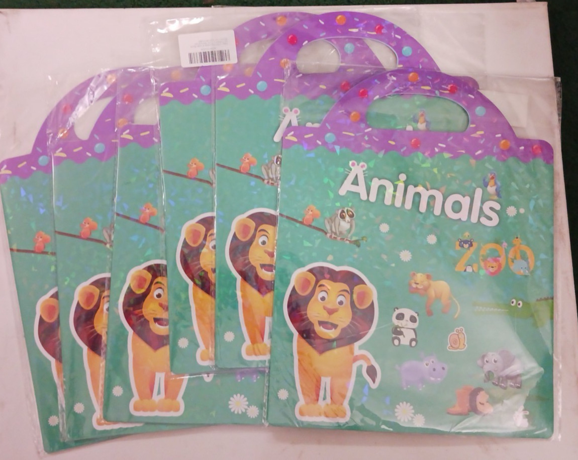 Sticker album books for Kids. re-usable waterproof Animal stickers. lot of 6