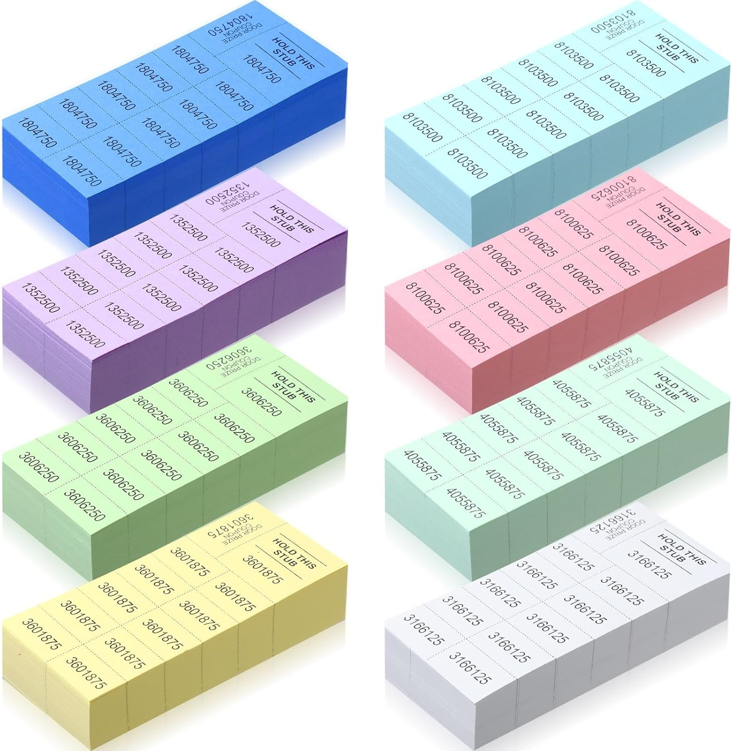 1000 Sheets Raffle Tickets with 10 Bid Numbers per Sheet Colored Raffle Tickets