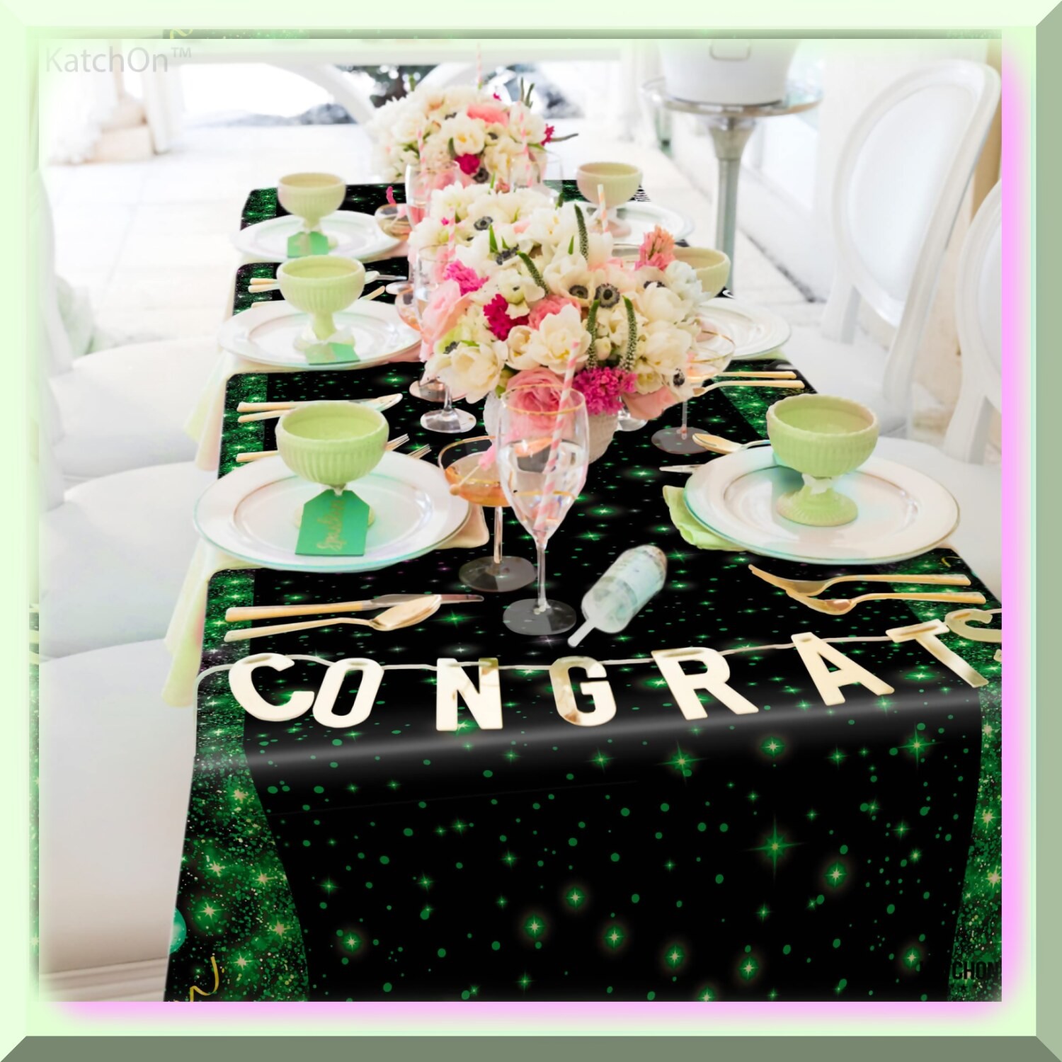 Vibrant Green Graduation Table Cover 108×54 Inches Pack of 3