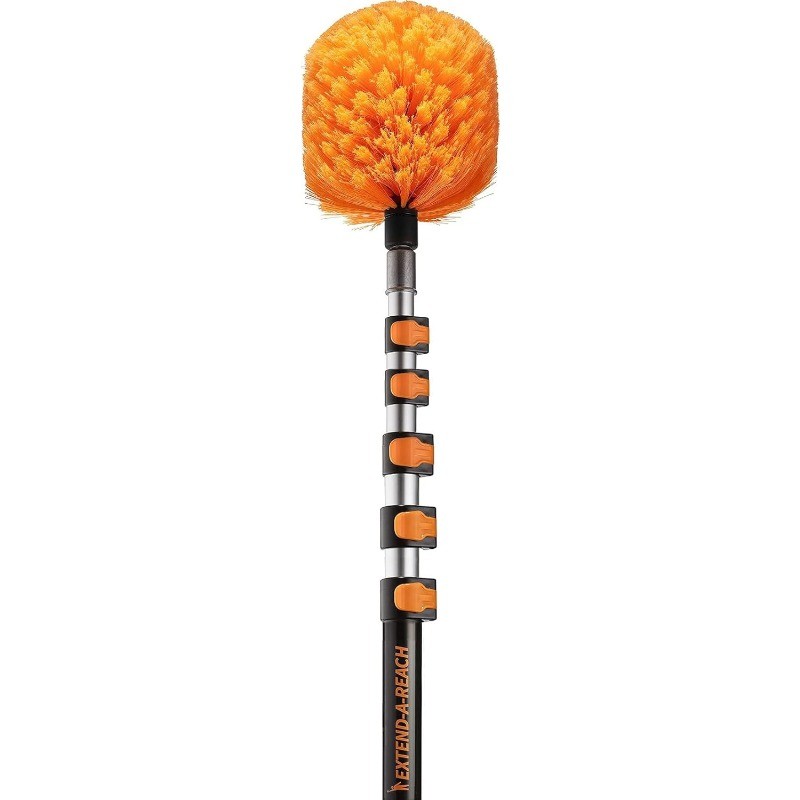 Cobweb Duster with Extension Pole 30+ Foot High Reach Spider Web Cleaner Cobweb