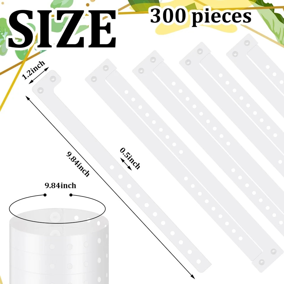 300 Pcs White Plastic Wristbands for Events Vinyl Wristband Plastic Bracelet …