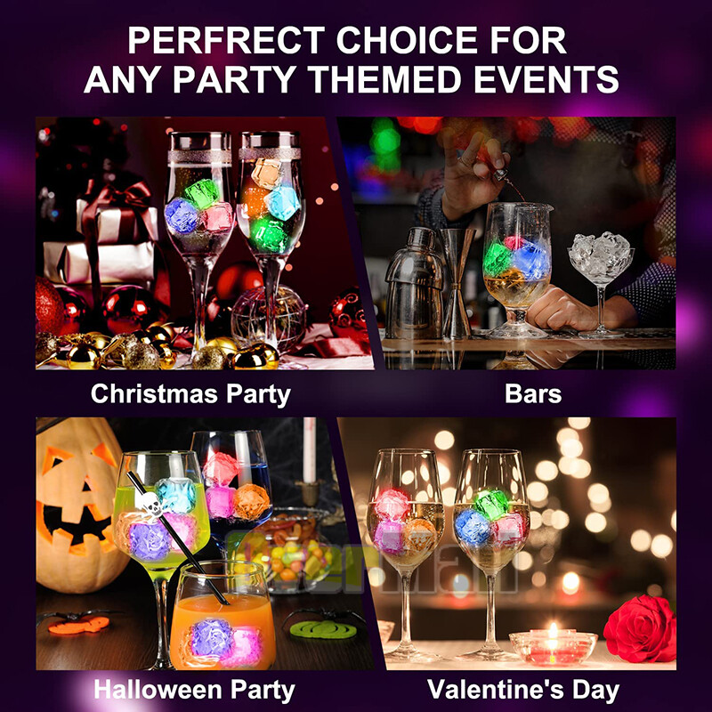 4-120x Light Up Ice Cube for Drinks Multi-Color LED Ice Cubes for Ice Cube Light