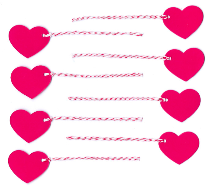 50 Red Heart Gift Tags – Wedding Party Favor Valentines Craft Fair Price Labels