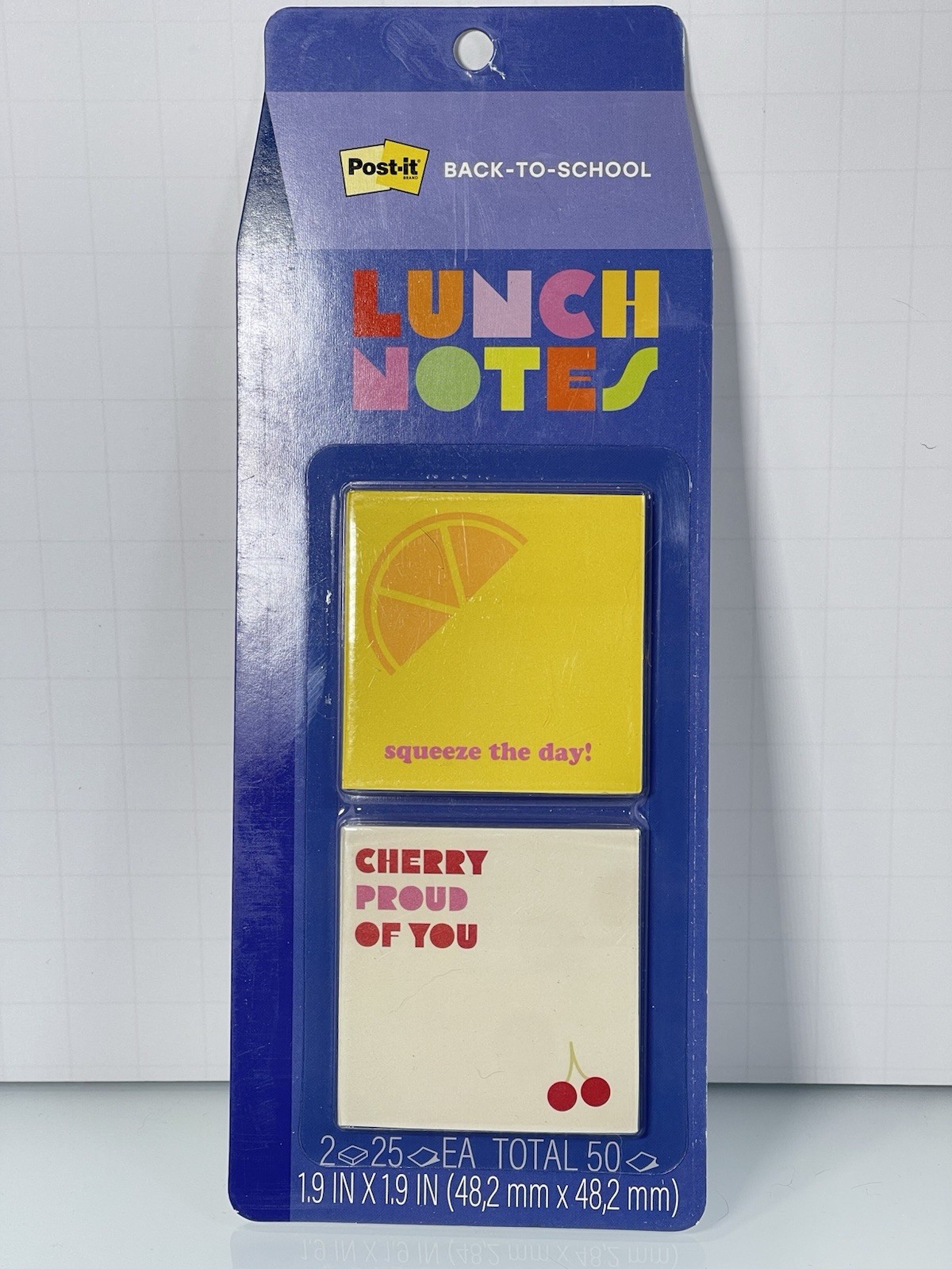 POST-IT Lunch Notes Bright Multicolored 1.9” X 1.9” 2-Pads 25 Notes Each New