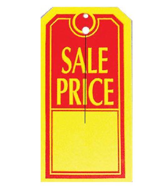 Sale Price Tag Red & Yellow 2-3/8 x 4-3/4 with slit You Choose Amt. #1304YTS