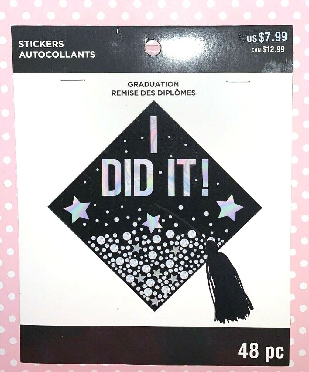 Graduation Cap Decoration Stickers I DID IT! 48 Piece Kit New in Package T16