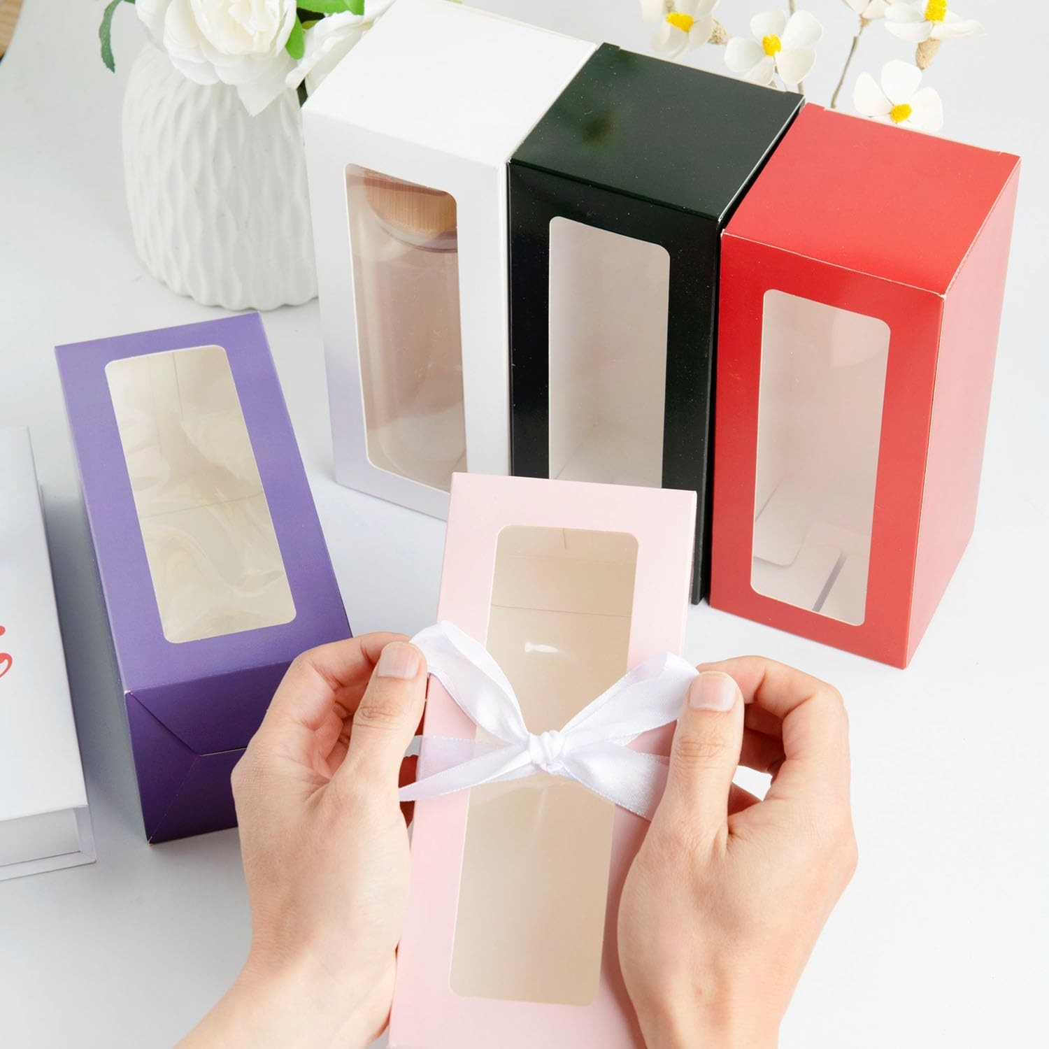 HXCHYI PACK 24 Pcs Tumbler Gift Box with Ribbon, Perfect for 12oz 16oz 20oz S…