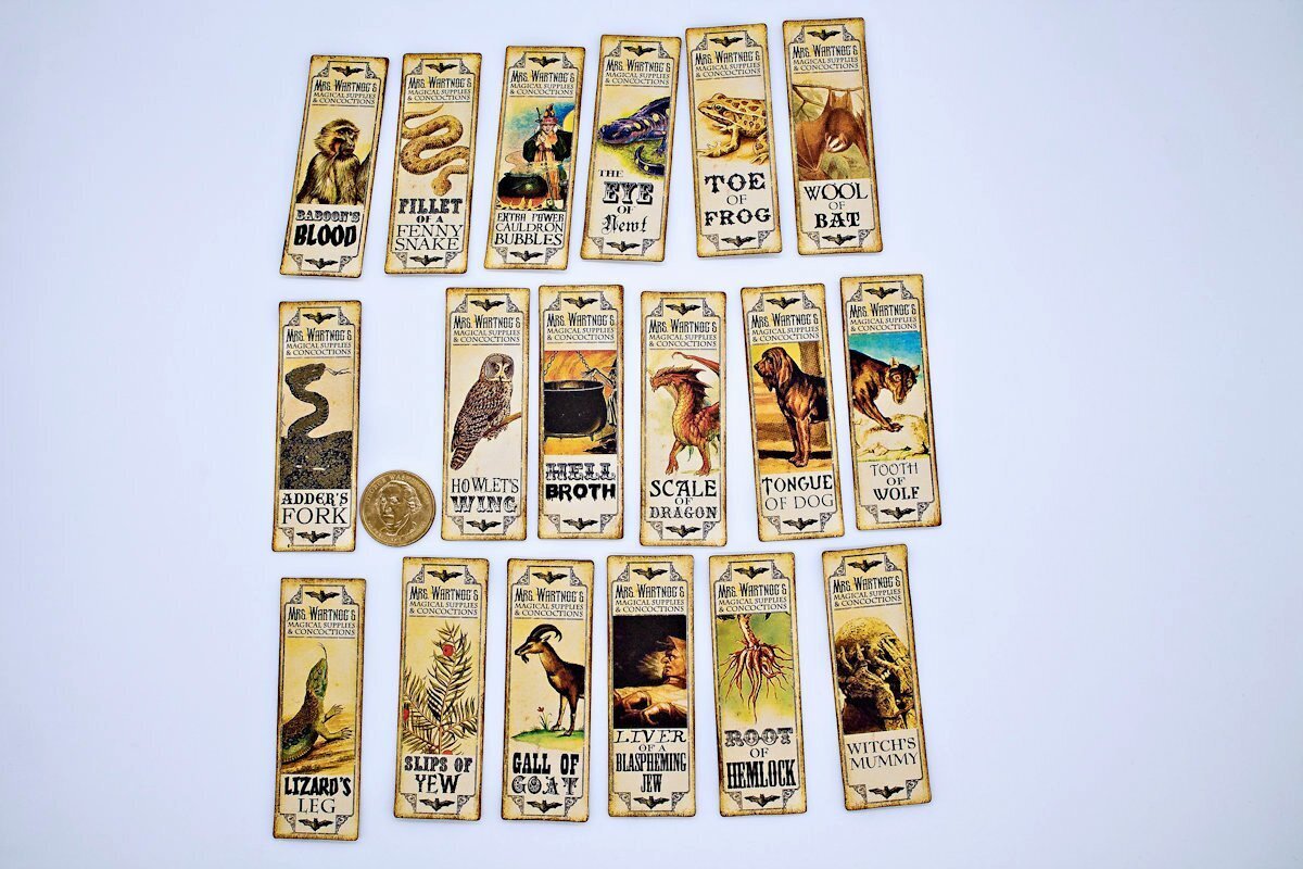 18~Halloween~Vintage~Potion~Bottle~Label~Fussy Cut~Linen Cardstock~Stickers