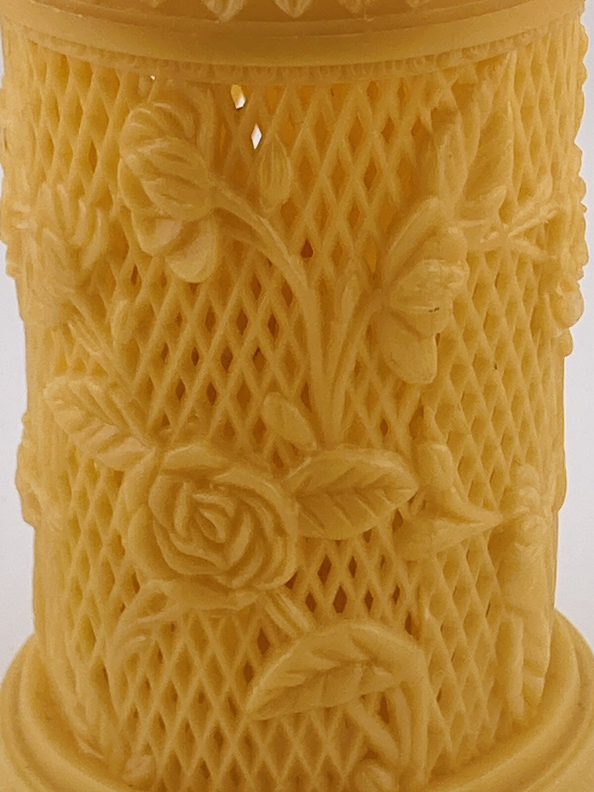 Faux Ivory Flower Treasure Container W/ Party Picks-Rose Pattern By Prestige