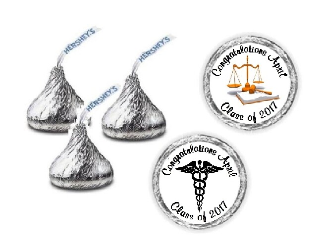 108 Law or Doctor Graduation Hershey Kiss Candy Label Wrapper Favors Stickers