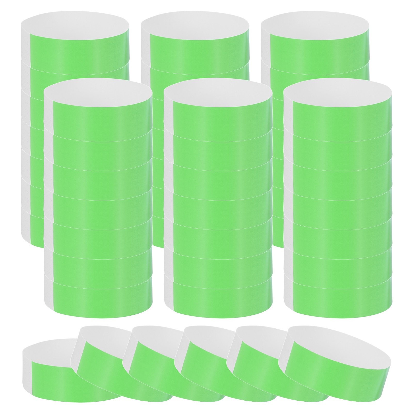 100Pcs Paper Wristbands for Events Waterproof Hand Bands Neon Green
