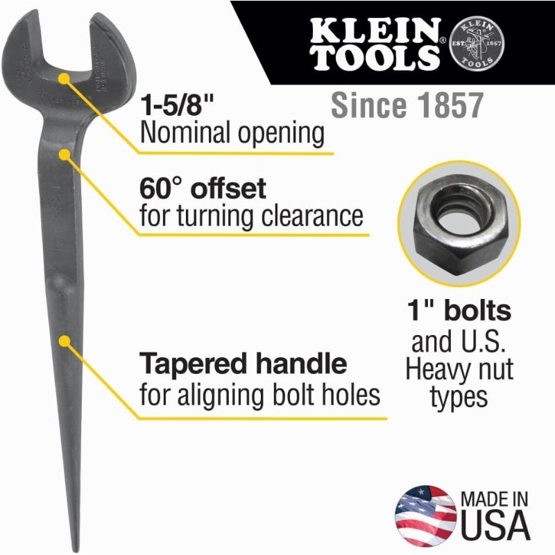 3214 Spud Wrench, Made in USA, 1-5/8-Inch Nominal Opening, 1-Inch Bo