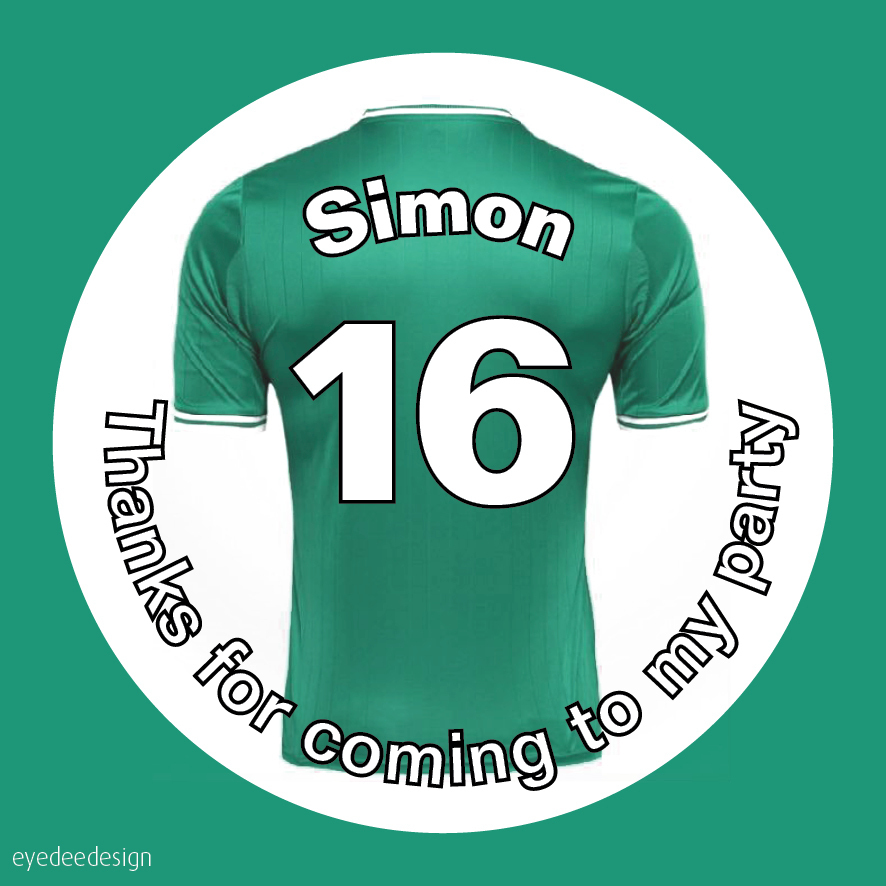 Personalised Ireland Football Rugby Shirt Birthday Stickers Party Bag 593