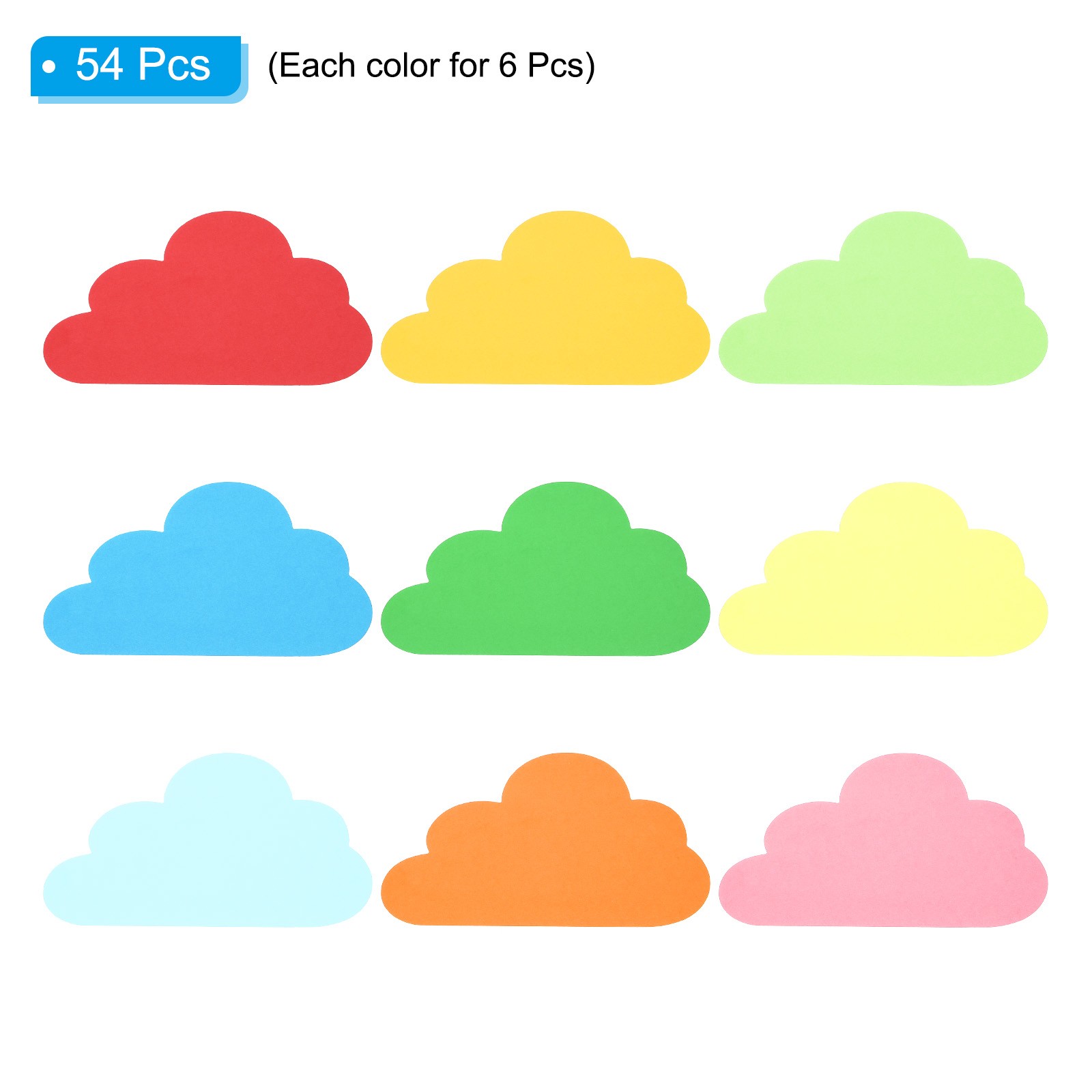 4.2×6.1″Cutouts Paper, 54Pcs Clouds Assorted Color Paper, Multicolor