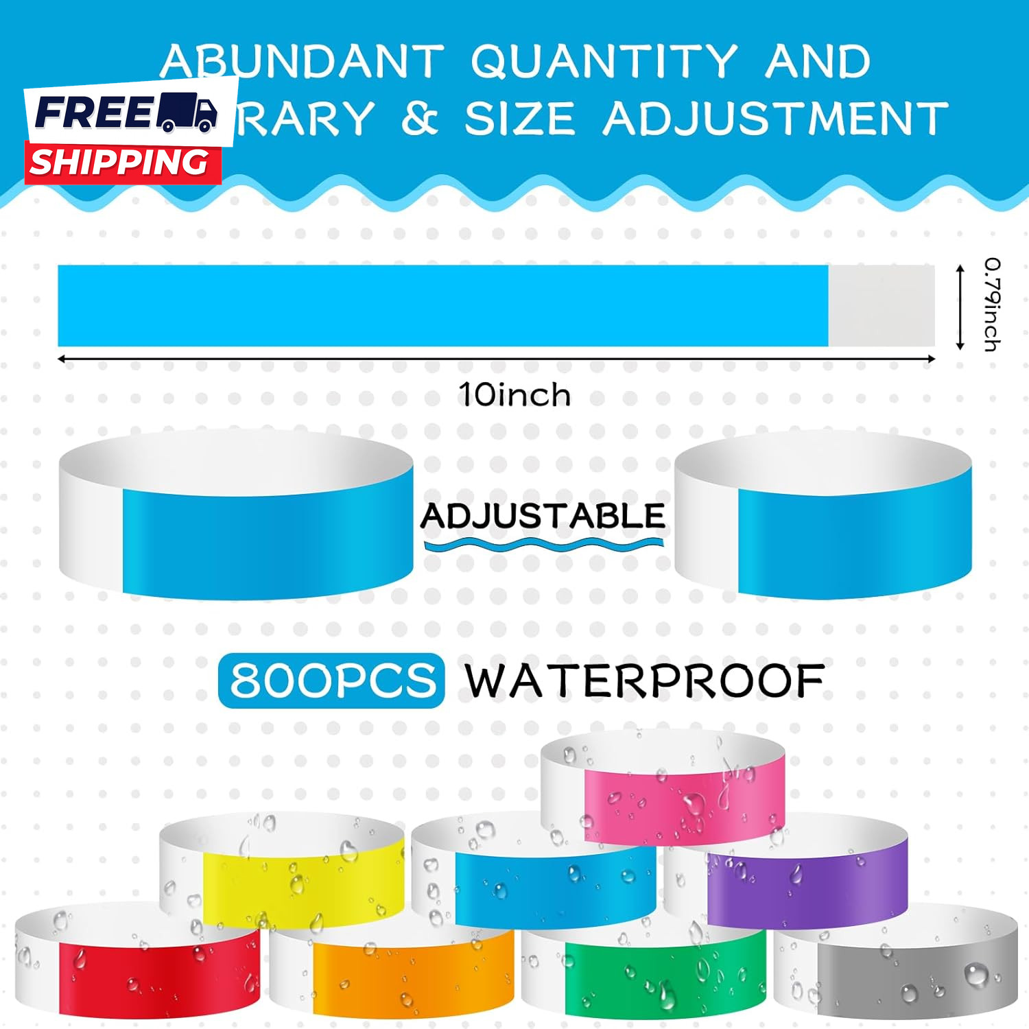 800 Pcs Paper Wristbands for Events Mixed Colored Waterproof Wrist Bands