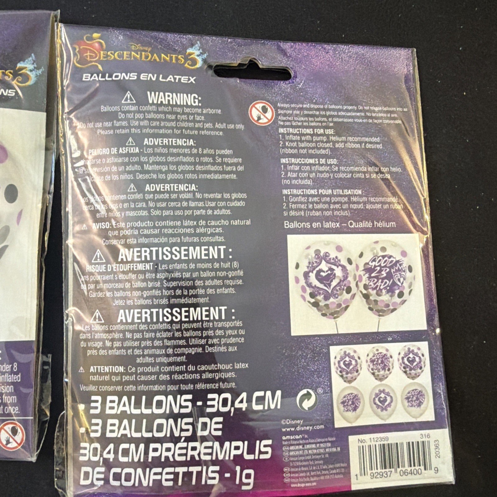 Descendants 6 Latex Confetti Party Celebration Balloons Clear – 12″ Pack of 12