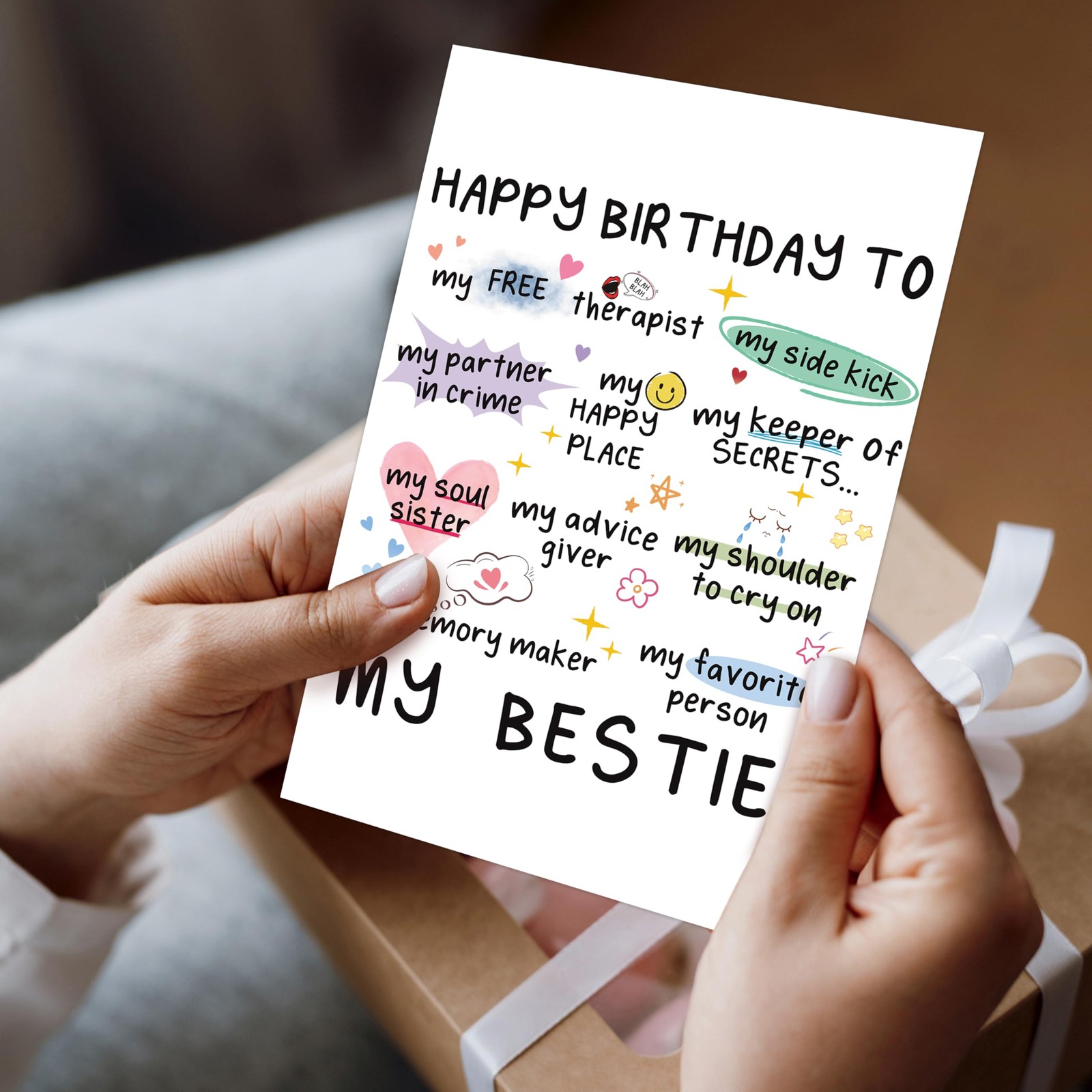 MQMRYeto Funny Birthday Card for Women Sister, Happy Bday 8″ x 5.3 inches, 11