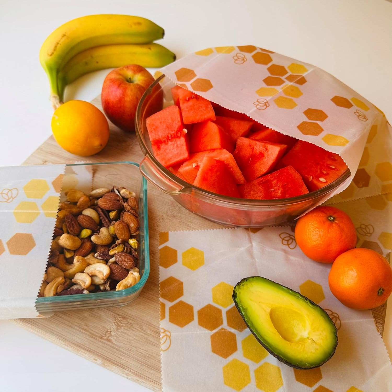 Reusable Beeswax Food Wrap Roll 13” by 55”, – Non Toxic, Plastic Free, Silicone