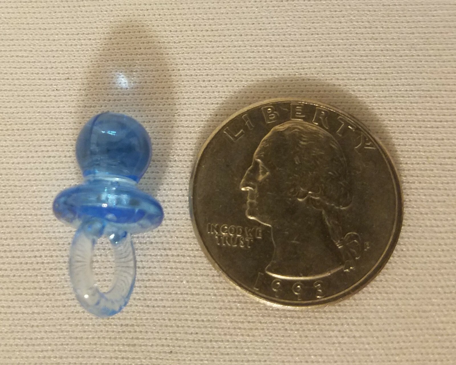 Lot of 100 Tiny Blue Acrylic Plastic Pacifiers Miniature Baby Shower Decorations