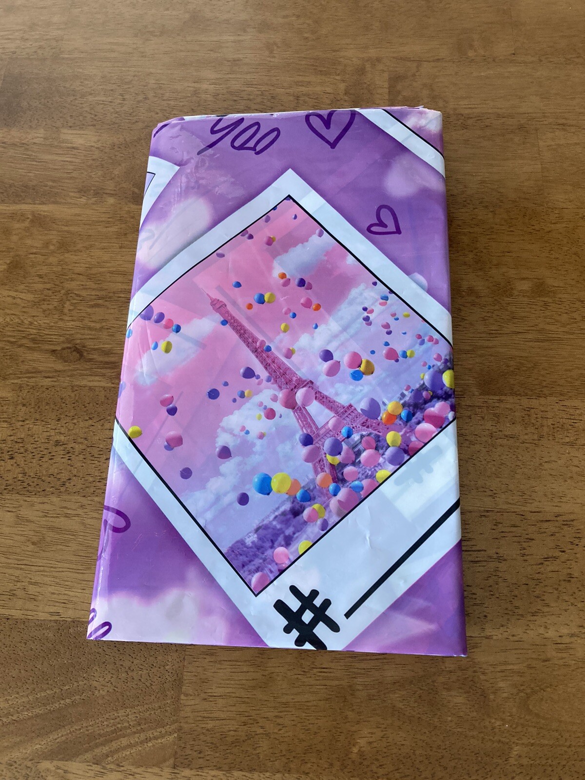 Justice Girls Pink / Purple Tablecloth Paris – French Bulldogs / Puppies – Used
