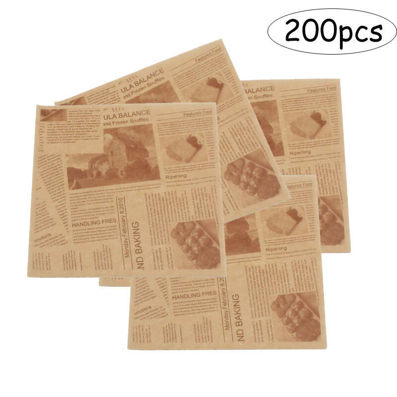 200Pcs Disposable Food Wrapping Wax Paper Hambur Sandwich Candy Wrap Paper New