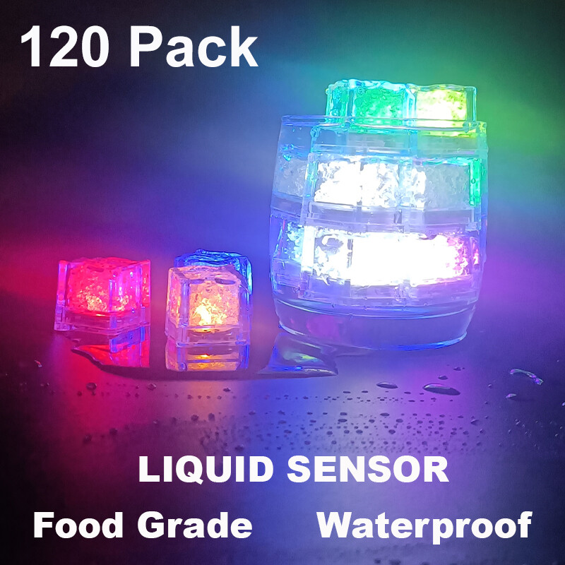 120*Glowing LED Ice Cubes Flash Light For Party Bar Drink Wine Wedding Decorate