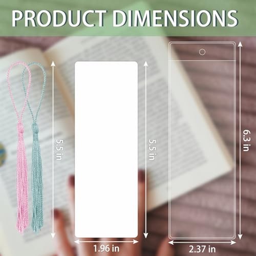 100 PCS Blank Bookmarks, 100 PCS Clear Bookmark Sleeves and 100 Colorful