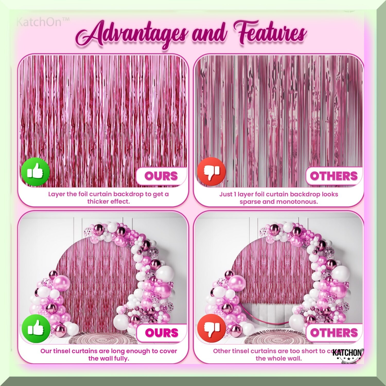 Pink Party Backdrop and Fringe Curtain Set