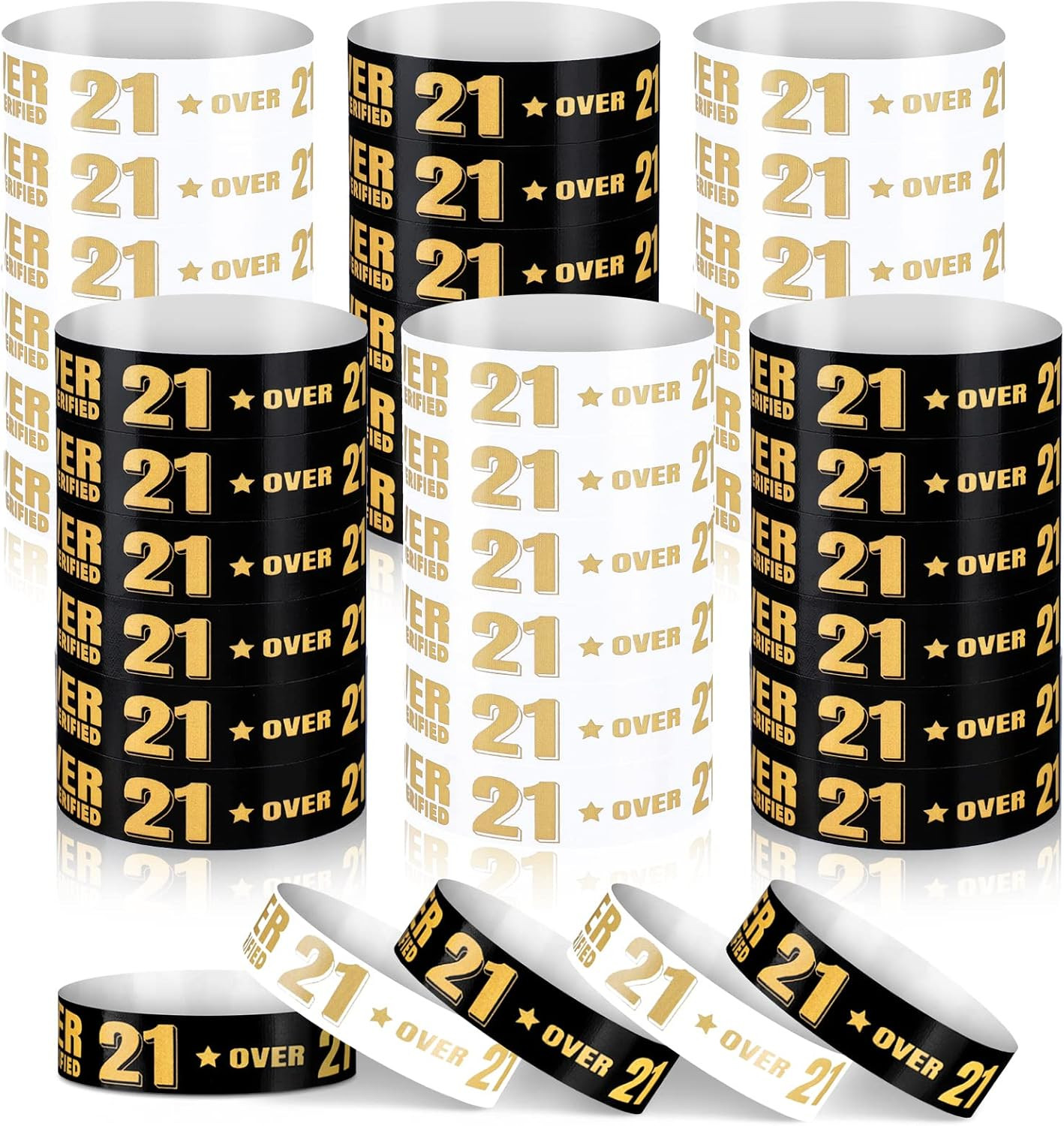 600 Pcs Over 21 Wristbands for Events Colored Waterproof Wrist Bands Paper Wrist