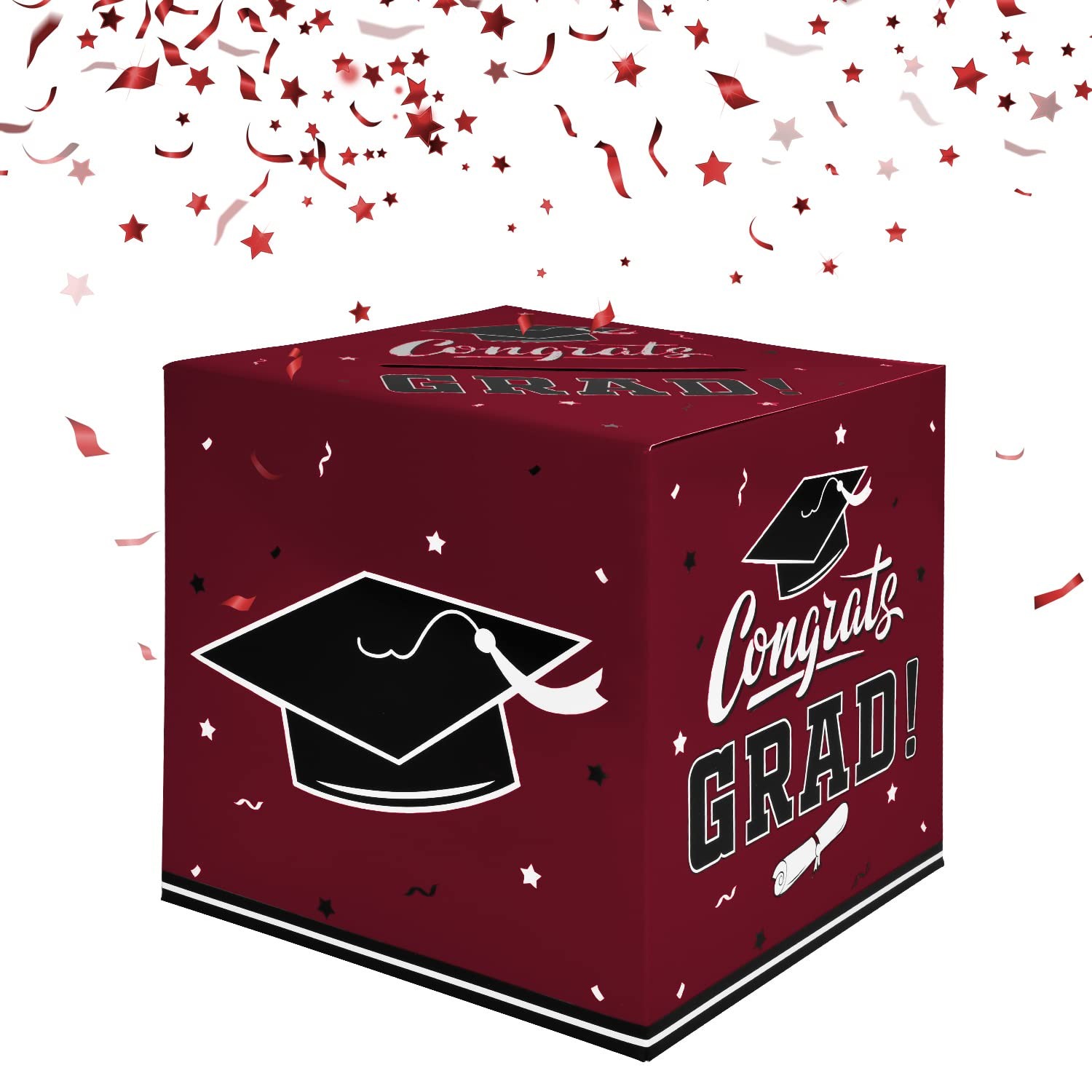 Gatherfun Graduation Party Favors 8.97×8.97×8.97 Inch (Pack of 1), Maroon
