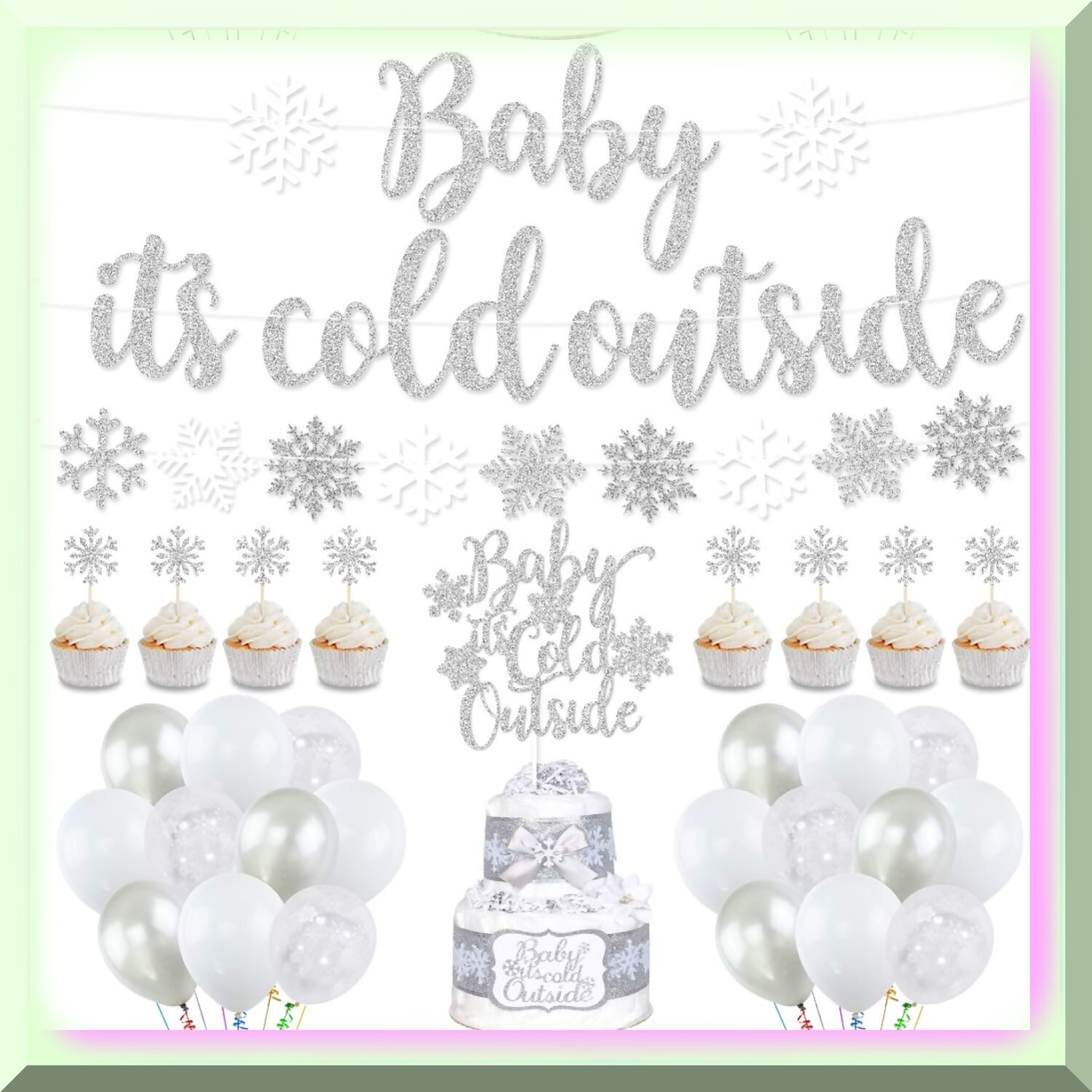 Winter Celebration Kit with Snowflake Decorations